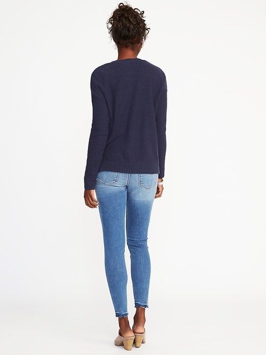 Image number 2 showing, Lace-Up Textured Sweater for Women