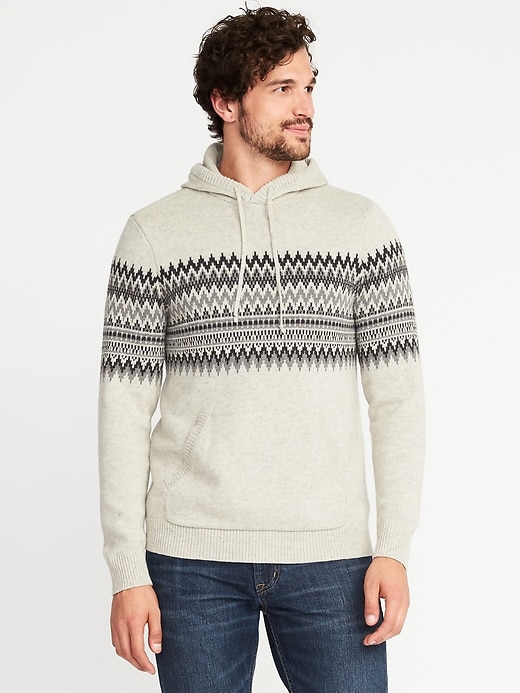 Image number 1 showing, Fair Isle Sweater Hoodie for Men