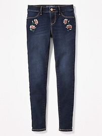 View large product image 3 of 3. Cozy-Lined Embroidered-Patch Rockstar Jeggings for Girls