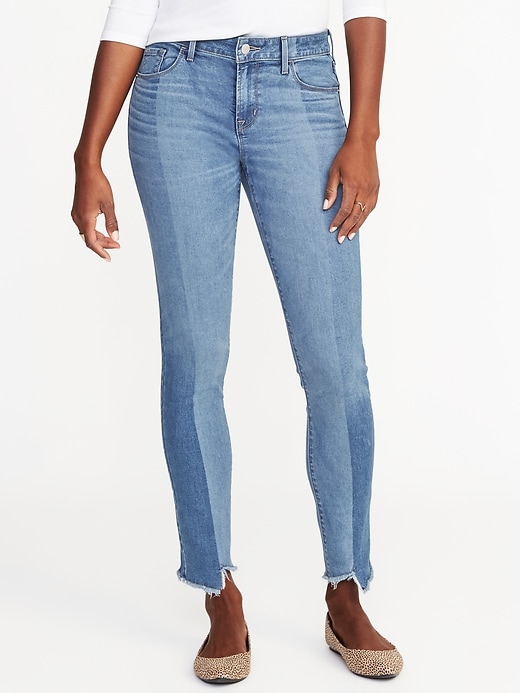 View large product image 1 of 3. Mid-Rise Rockstar Raw-Edge Jeans for Women