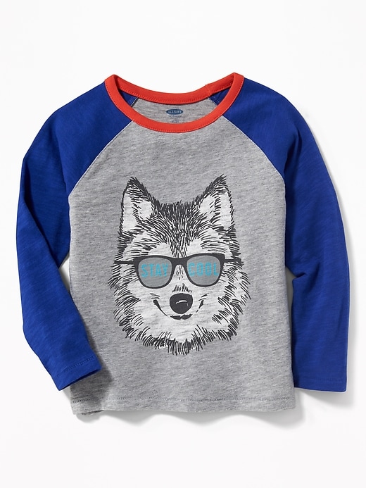 View large product image 1 of 2. Graphic Raglan-Sleeve Tee for Toddler Boys