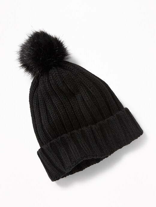 View large product image 2 of 2. Faux-Fur Pom-Pom Beanie for Women
