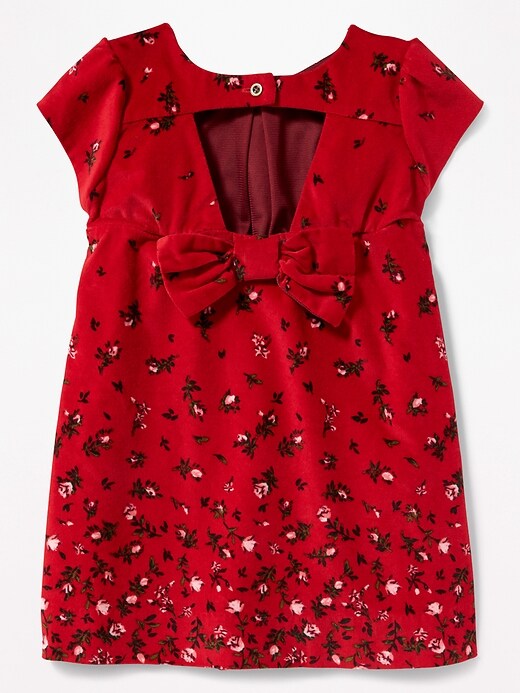 View large product image 2 of 3. Floral Bow-Back Velvet Dress for Toddler Girls