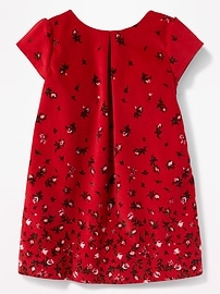 View large product image 3 of 3. Floral Bow-Back Velvet Dress for Toddler Girls