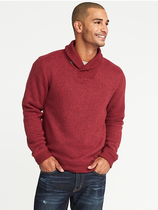 Image number 1 showing, Shawl-Collar Sweater-Fleece Pullover for Men