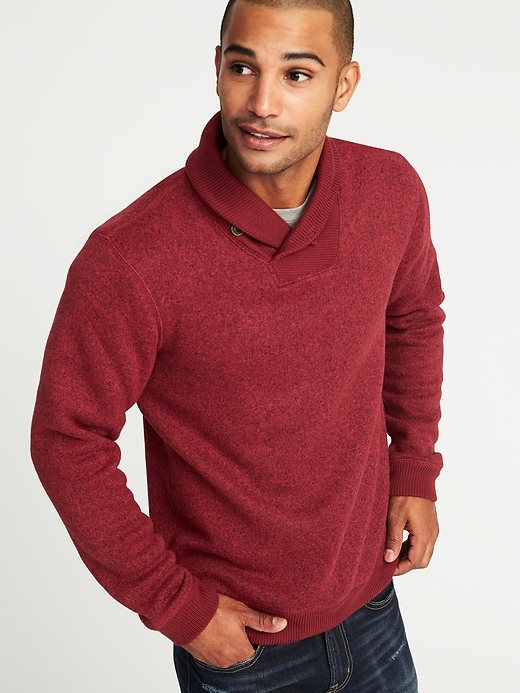 Image number 4 showing, Shawl-Collar Sweater-Fleece Pullover for Men