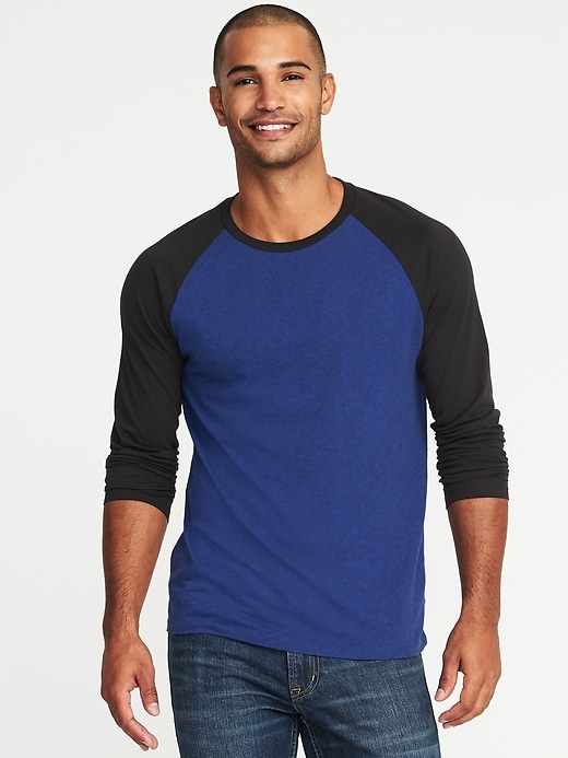 View large product image 1 of 1. Soft-Washed Color-Block Raglan Tee for Men