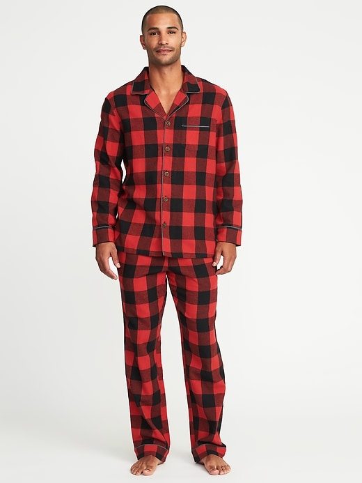 View large product image 1 of 2. Patterned Flannel Pajama Set for Men
