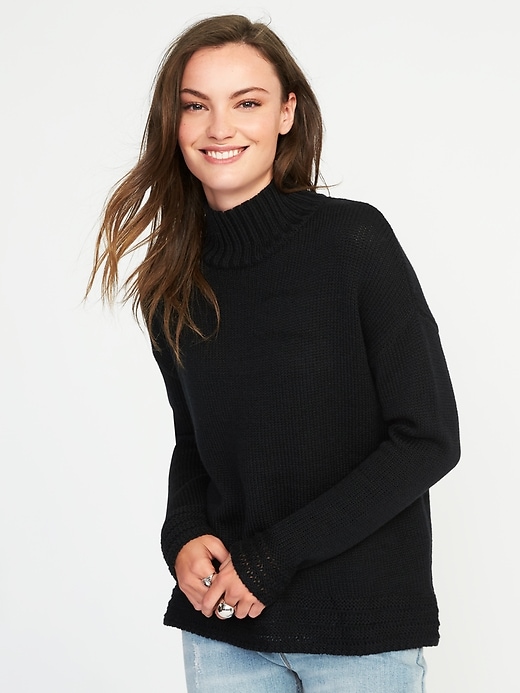 View large product image 1 of 1. Mock-Neck Hi-Lo Sweater for Women