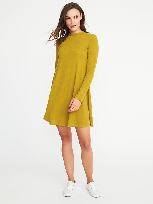 Image number 1 showing, Mock-Neck Sweater Swing Dress for Women