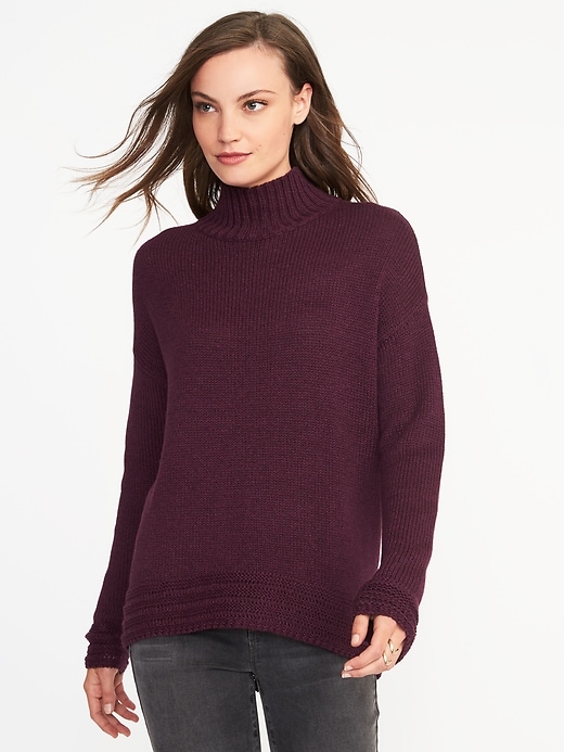 View large product image 1 of 1. Mock-Neck Hi-Lo Sweater for Women