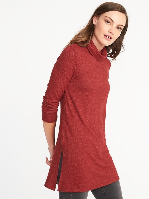 View large product image 1 of 1. Plush Turtleneck Tunic for Women
