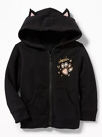 View large product image 4 of 4. Black-Cat Critter Hoodie for Toddler Girls