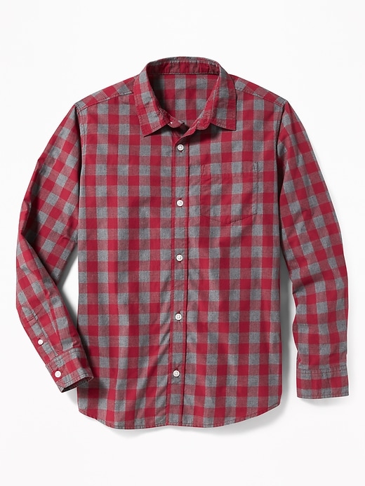 View large product image 1 of 3. Built-In Flex Classic Plaid Shirt For Boys