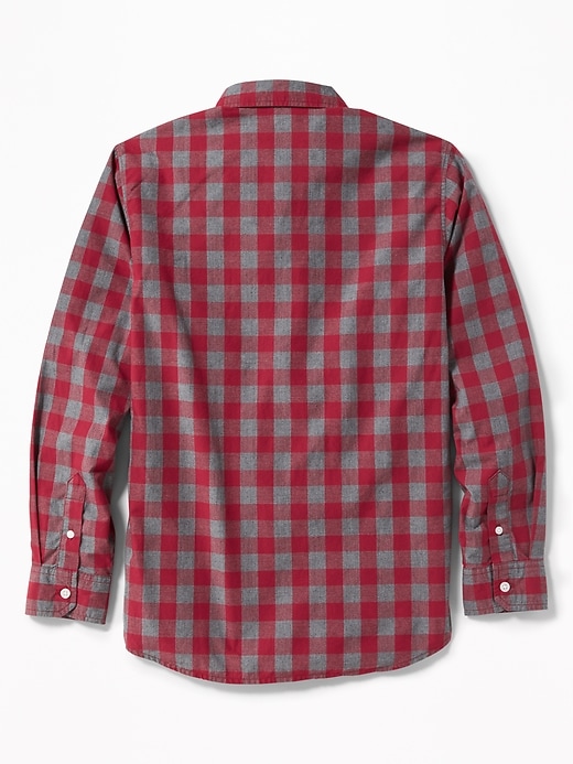 View large product image 2 of 3. Built-In Flex Classic Plaid Shirt For Boys
