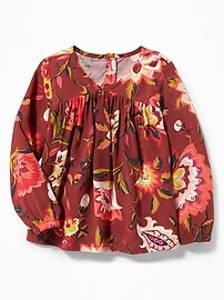 View large product image 4 of 4. Floral-Print V-Neck Blouse for Toddler Girls