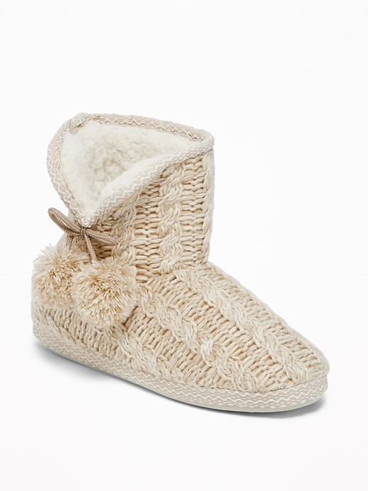 Image number 1 showing, Cable-Knit Slipper Booties for Women