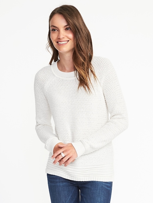 Image number 1 showing, Textured Raglan-Sleeve Sweater for Women