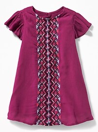 View large product image 3 of 3. Flared Crinkle-Gauze Dress for Toddler Girls