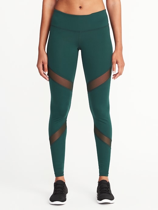 View large product image 1 of 3. Mid-Rise Mesh-Panel Elevate Compression Leggings for Women