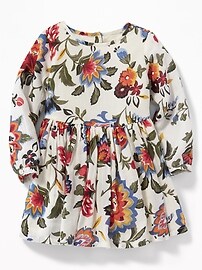 View large product image 3 of 3. Floral Crepe Button-Back Dress for Toddler Girls
