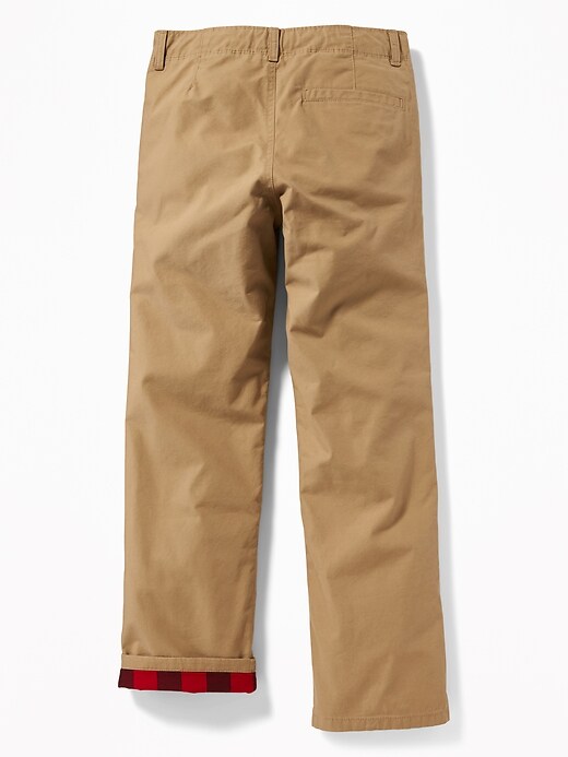 View large product image 2 of 3. Straight Flannel-Lined Khakis For Boys