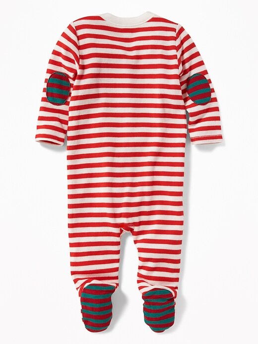View large product image 2 of 2. Striped Thermal-Knit Footed One-Piece for Baby