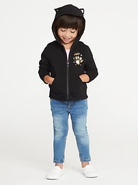 View large product image 3 of 4. Black-Cat Critter Hoodie for Toddler Girls