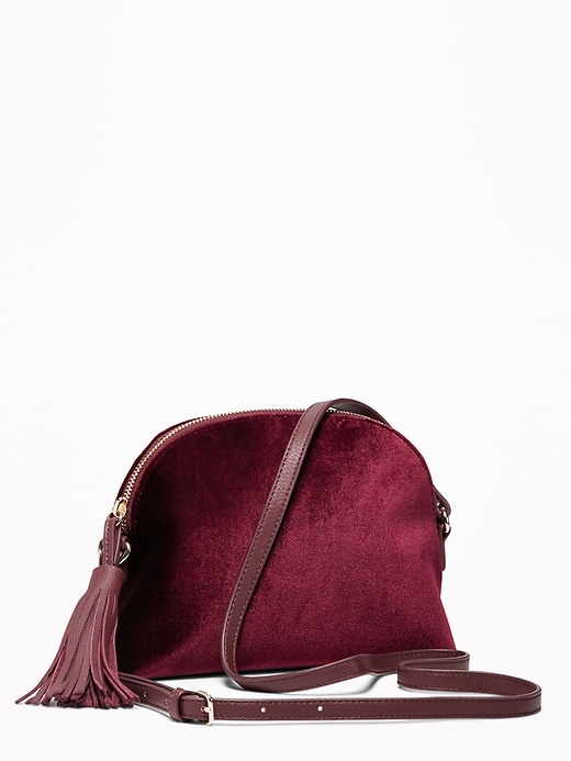 View large product image 1 of 2. Velvet Half-Moon Crossbody Bag for Women