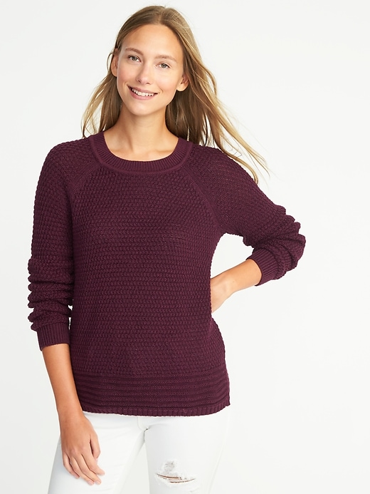 View large product image 1 of 1. Textured Raglan-Sleeve Sweater for Women