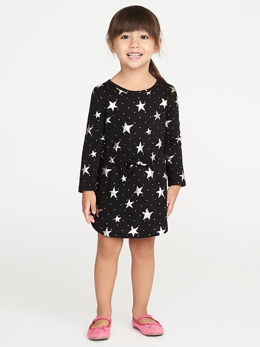 View large product image 1 of 3. Foil Star-Print Jersey Dress for Toddler Girls