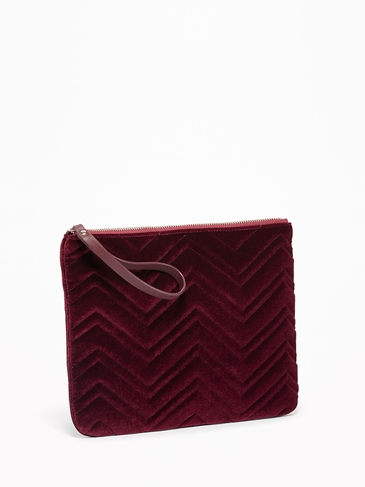View large product image 1 of 2. Chevron-Quilted Velvet Clutch for Women