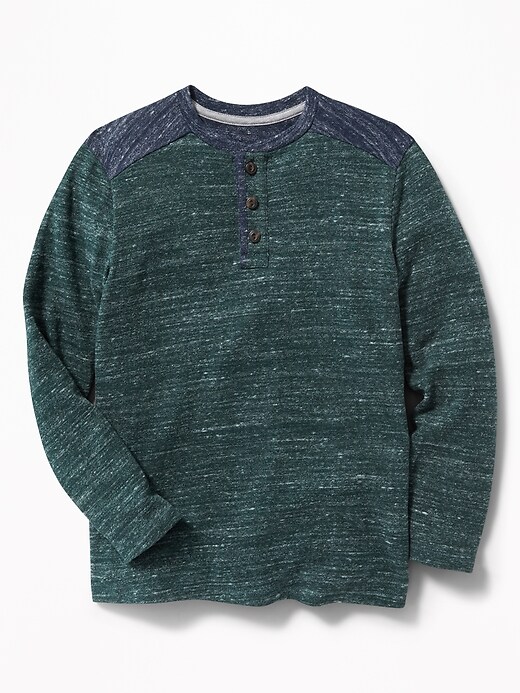 View large product image 1 of 1. Color-Blocked Sweater-Knit Henley For Boys