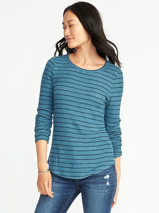 Image number 1 showing, Plush Rib-Knit Pullover for Women