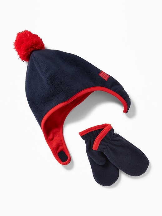 View large product image 1 of 1. Performance Fleece Trapper Hat & Mittens Set for Toddler Boys