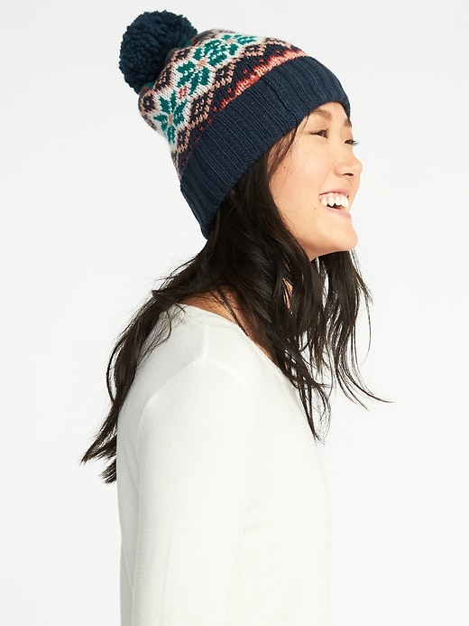 View large product image 1 of 2. Patterned Sweater Beanie for Women