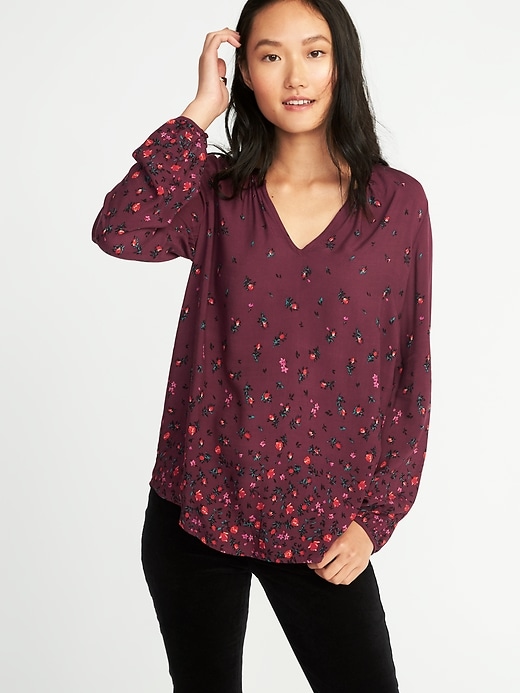 View large product image 1 of 1. Relaxed Shirred Blouse for Women