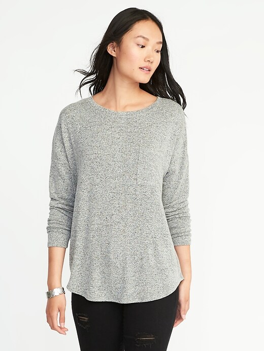 Image number 1 showing, Plush-Knit Pocket Tee for Women