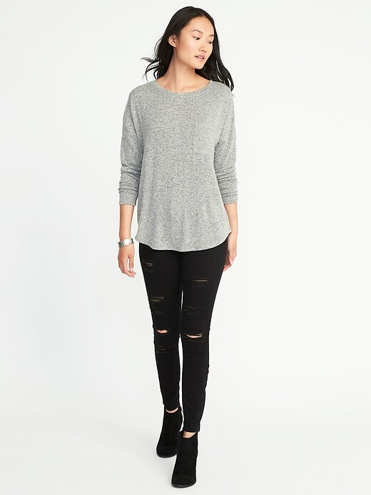 Image number 3 showing, Plush-Knit Pocket Tee for Women