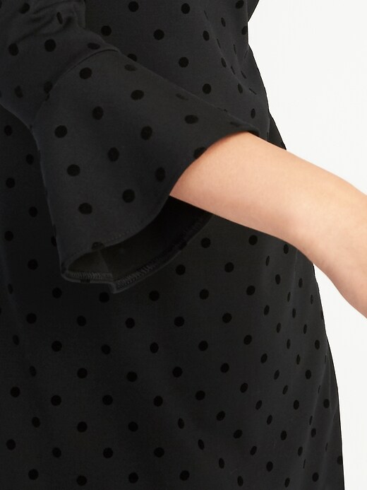 Image number 4 showing, Ponte-Knit Polka-Dot Flute-Sleeve Dress for Women