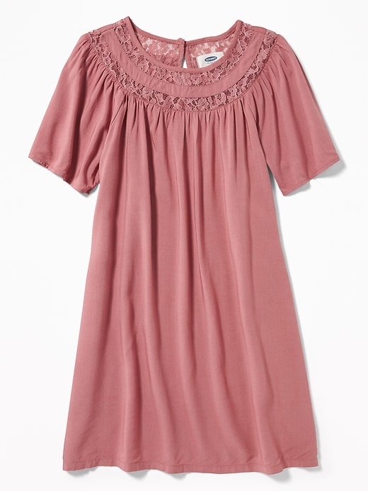 View large product image 1 of 1. Lace-Trim Swing Dress for Girls