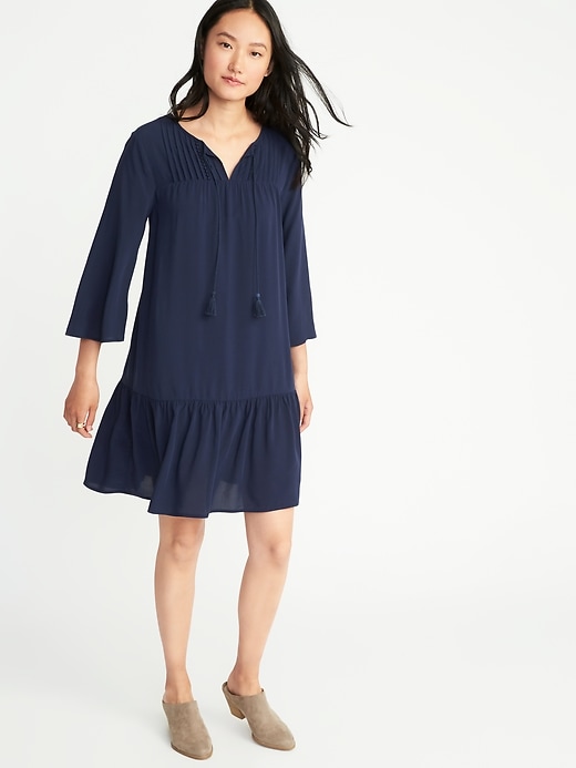 Image number 1 showing, Pintuck Swing Dress for Women