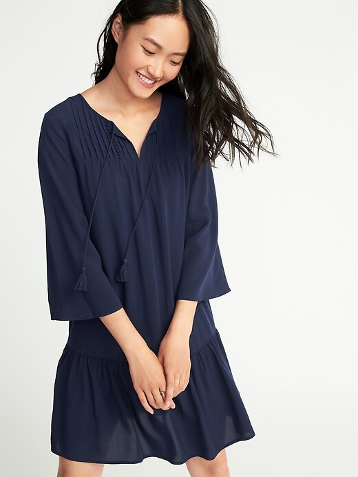 Image number 3 showing, Pintuck Swing Dress for Women