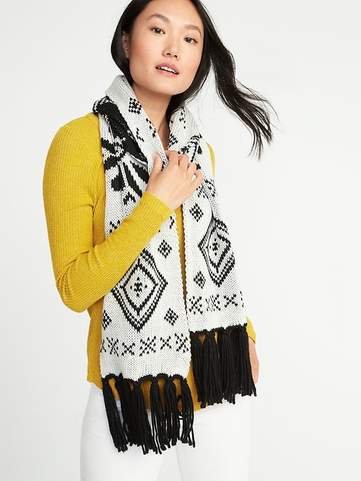 View large product image 1 of 2. Patterned Sweater-Knit Scarf for Women