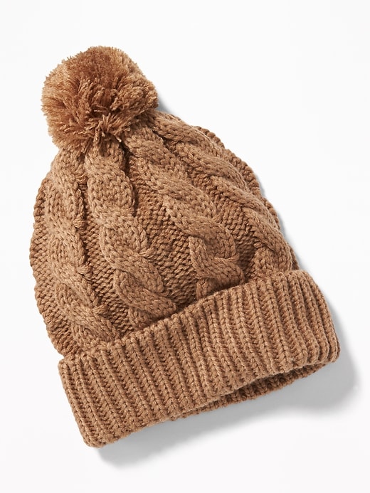 View large product image 1 of 1. Cable-Knit Pom-Pom Beanie for Men
