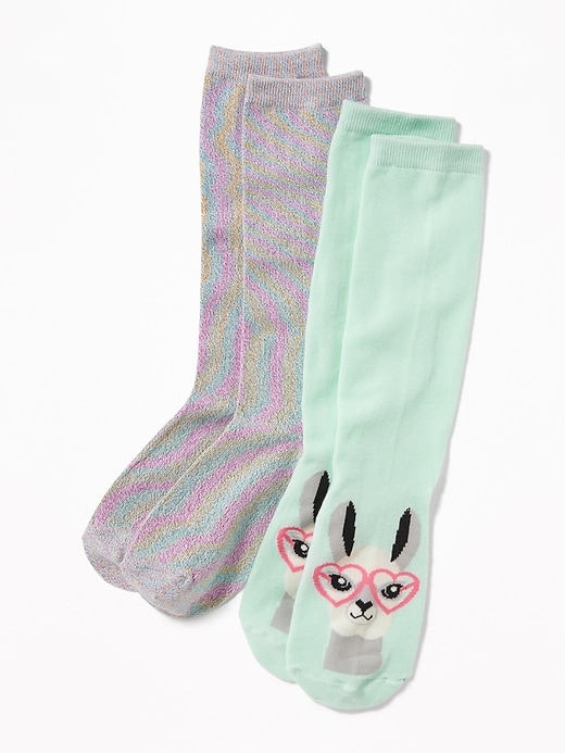 View large product image 1 of 1. Patterned Boot Socks 2-Pack for Girls