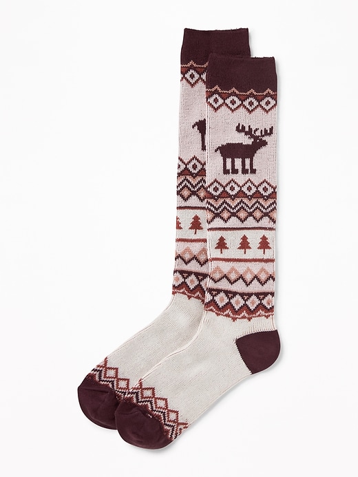 View large product image 1 of 1. Go-Warm Fair Isle Boot Socks for Women