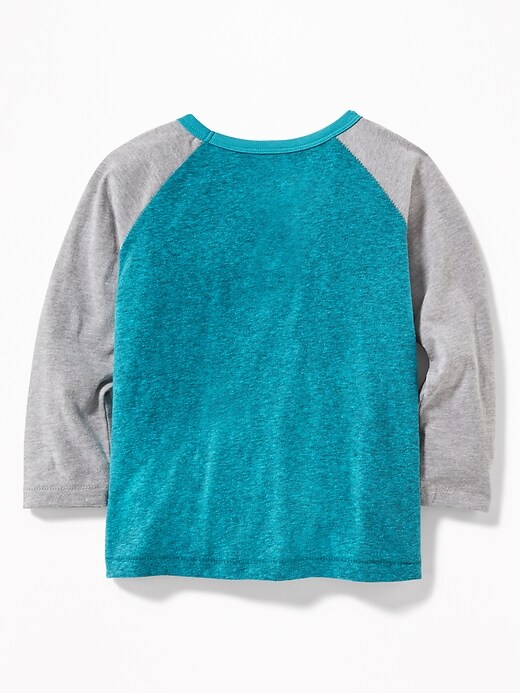 View large product image 2 of 2. Color-Blocked Raglan-Sleeve Tee for Toddler Boys