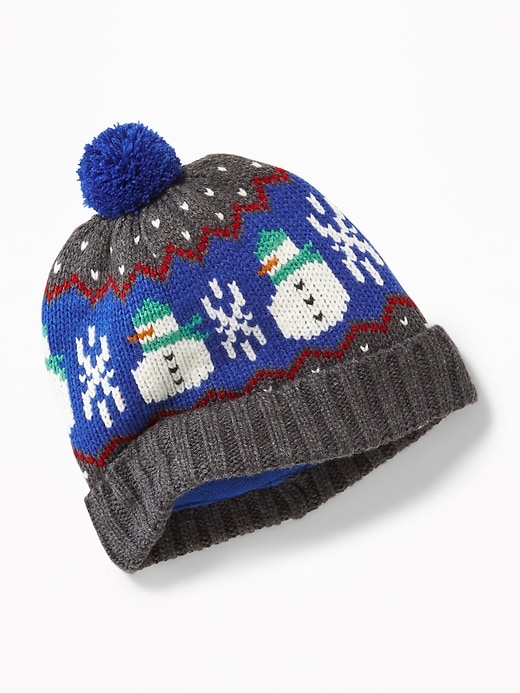 View large product image 1 of 1. Fair-Isle Snowman Sweater Beanie for Toddler Boys