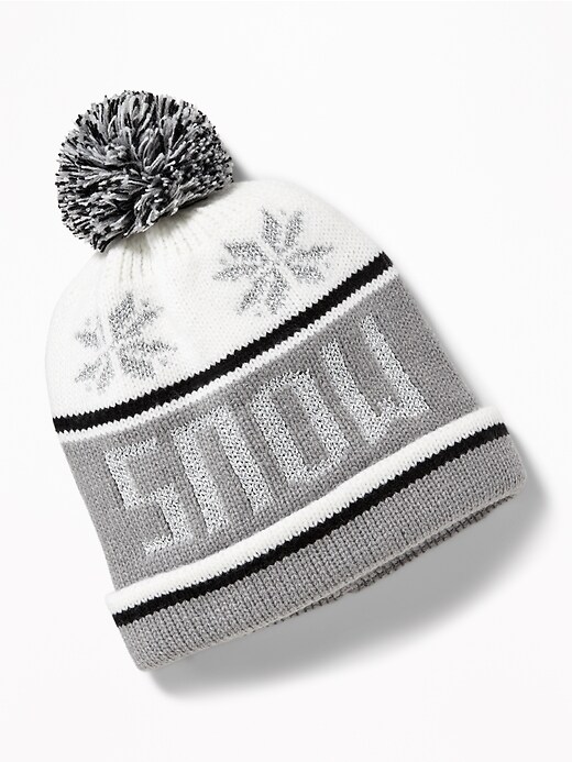 View large product image 1 of 1. Graphic Pom-Pom Beanie for Girls